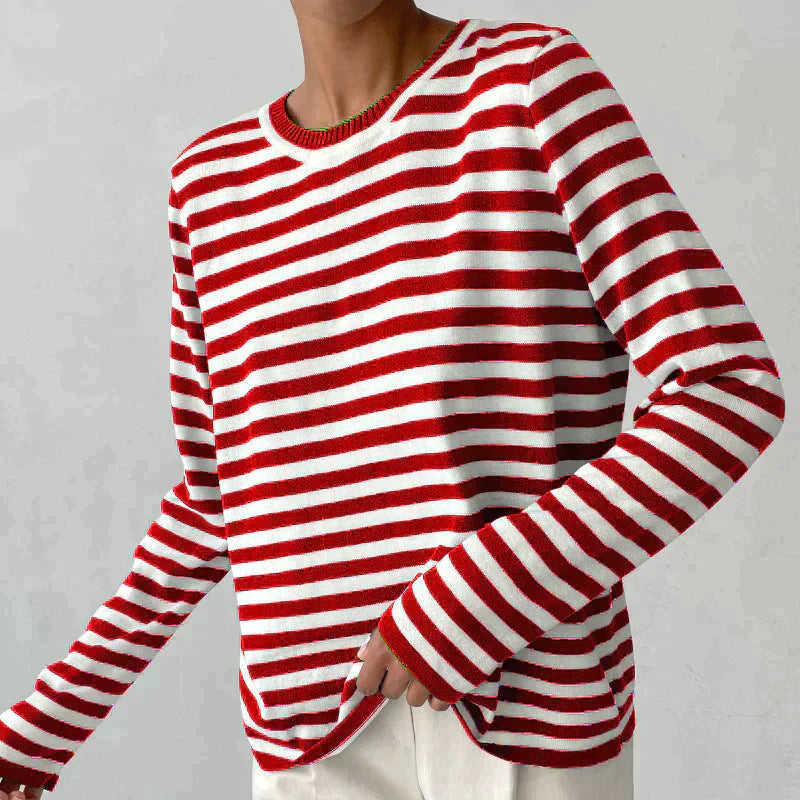 Chemise rayée à manches longues Nicole de Danoir Paris, tissu chic et élégant, modèle à rayures noires et blanches.