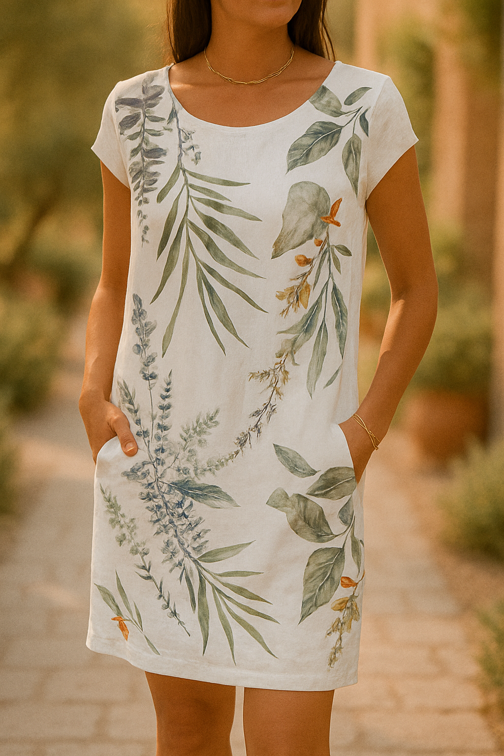 Robe d'été chic Ranya de Danoir Paris, légère et élégante, portée avec un style décontracté, idéale pour la saison estivale.