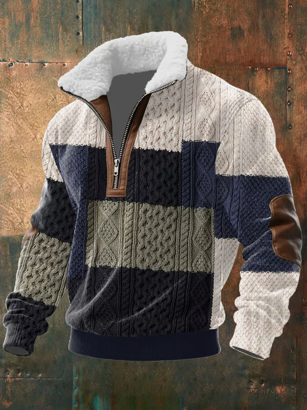Pull zippé à col montant fourré Danoir Paris, vêtement chaud et confortable pour l'hiver, en tissu doux et douillet.