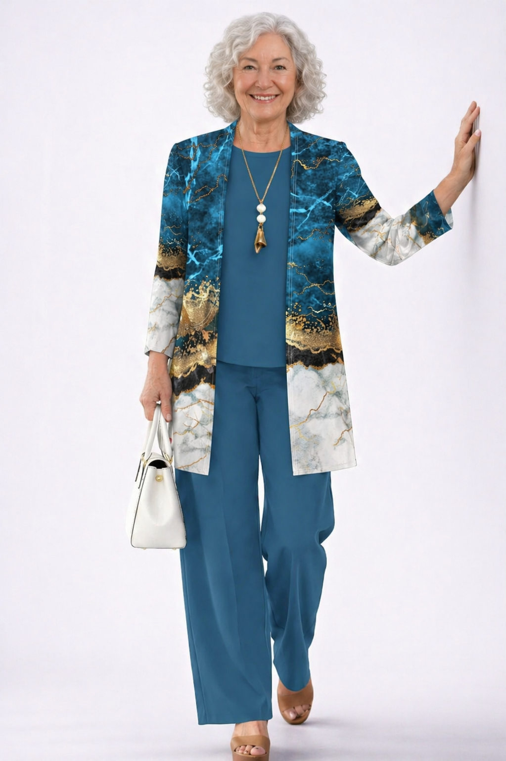 Ensemble de 3 pièces Danoir Paris Teresa avec motif marbre bleu et or, comprenant des articles élégants et modernes.