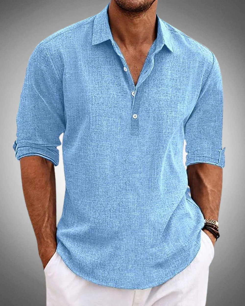 Chemise en coton Sabbio Classic de Danoir Paris, vue de face avec col et boutons apparents.