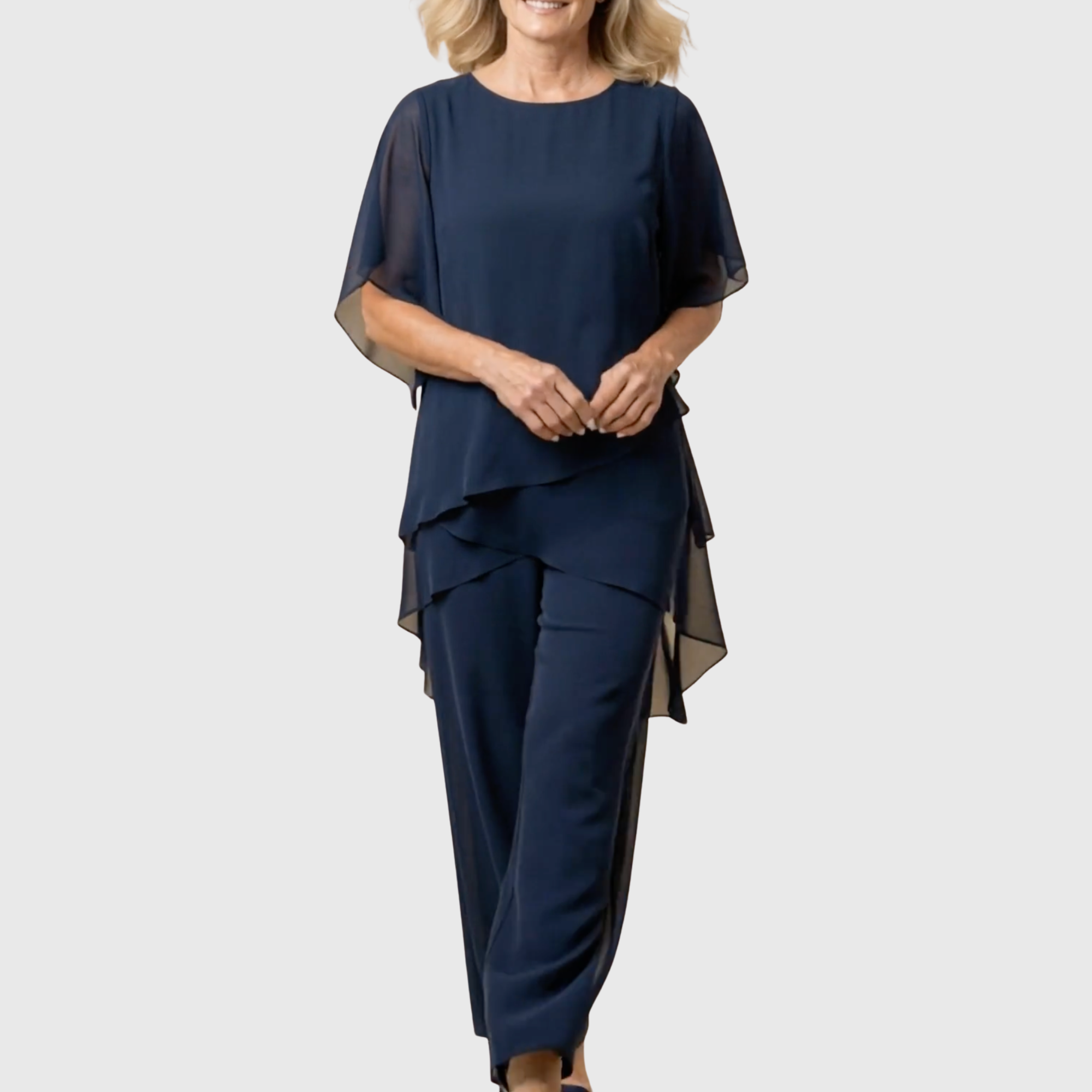 Ensemble fluid Palazzo ELARA de Danoir Paris, vêtement élégant pour un confort et style sophistiqué, image montrant le pantalon fluide.