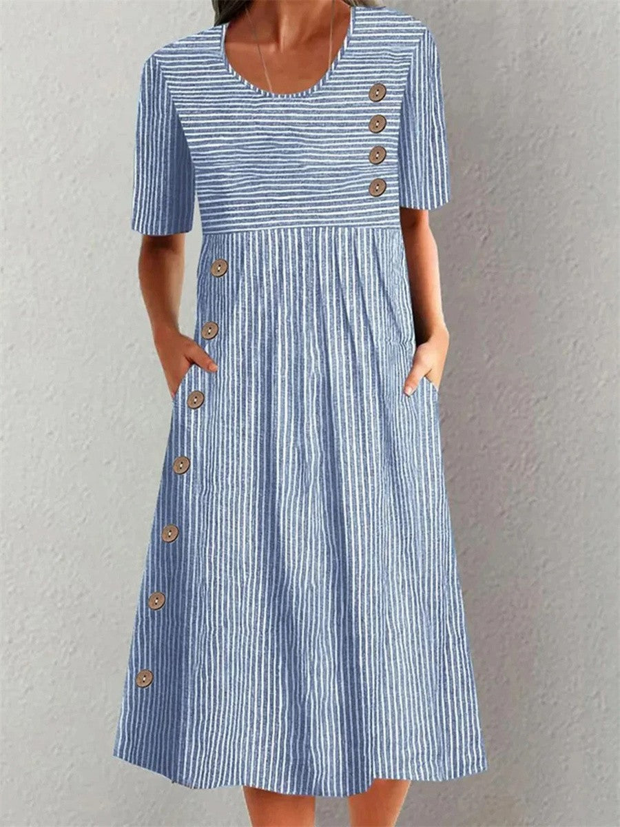 Robe d'été à rayures Sofia™ de Danoir Paris, vêtement léger avec bretelles fines et motif estival.