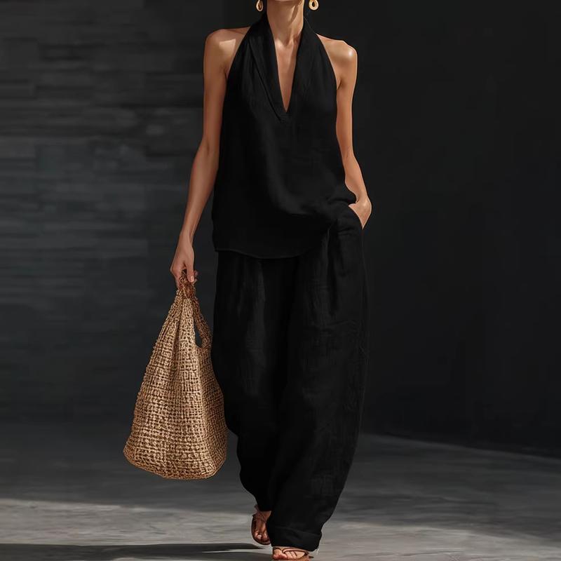Ensemble deux pièces Danoir Paris Ainhoa en texture de lin bordeaux, vêtement élégant pour femme.