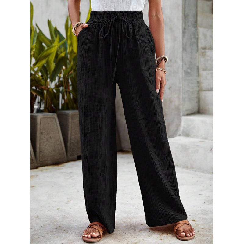 Pantalons légers décontractés Danoir Paris Zeva, style casual avec coupe confortable, en tissu léger, vue de face