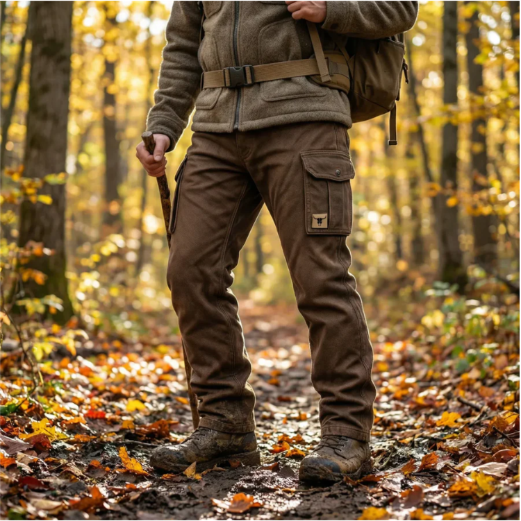 Pantalon cargo doublé Danoir Pairs™ en tissu gris avec poches latérales et ceinture, fabriqué par Danoir Paris.
