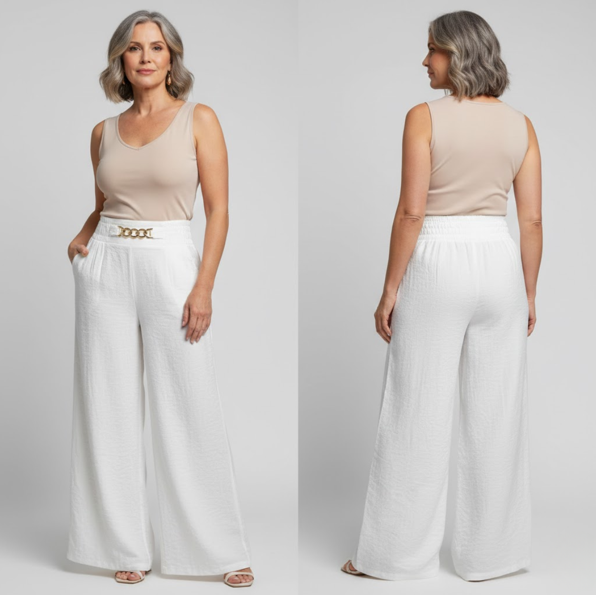 Pantalon large taille haute sculptant Évelyne™ de Danoir Paris, en tissu noir avec coupe élégante et confort optimal.