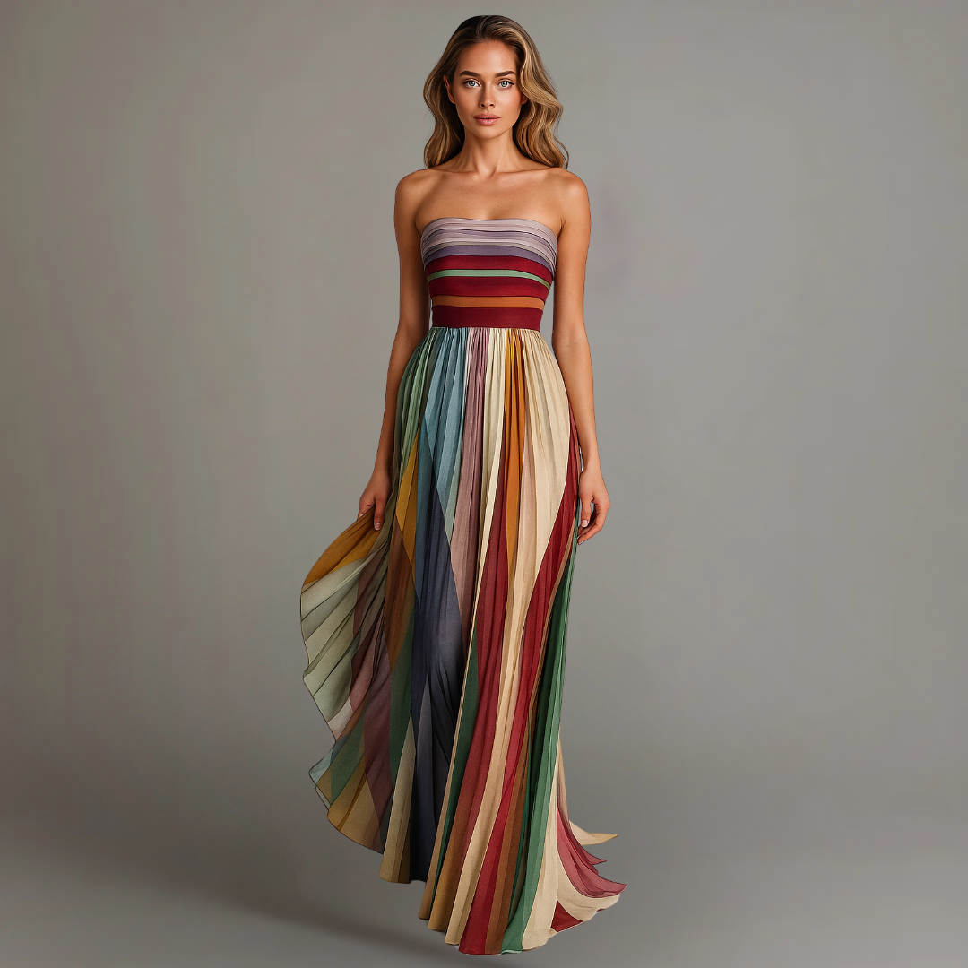 Robe légère Brisa Andaluza de Danoir Paris, vêtement en tissu fluide avec motif coloré, portée d'été élégante.