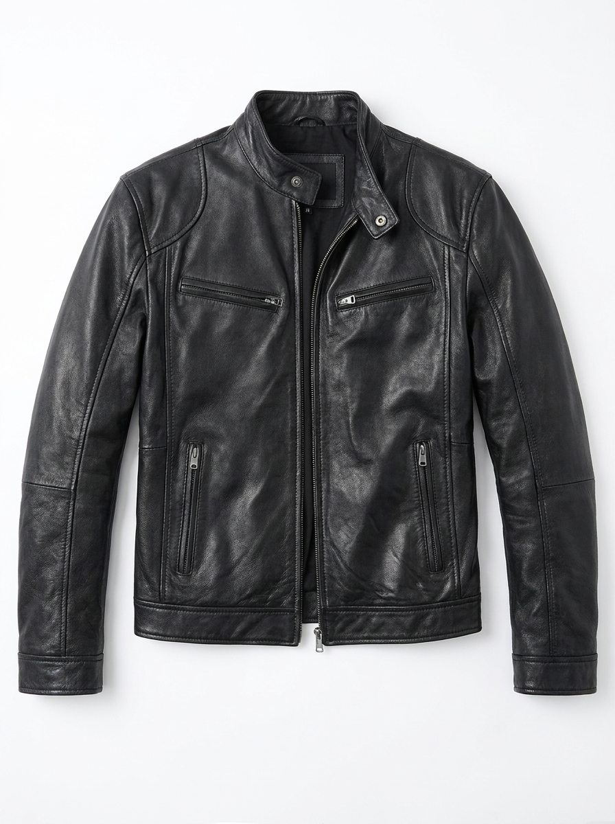 Veste en cuir décontractée Laluna® noire de Danoir Paris, vue de face