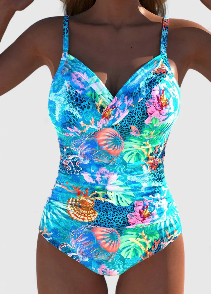 Maillot de bain sophistiqué Meloryanne de Danoir Paris, détail élégant et design moderne, en tissu noir avec motifs subtils.