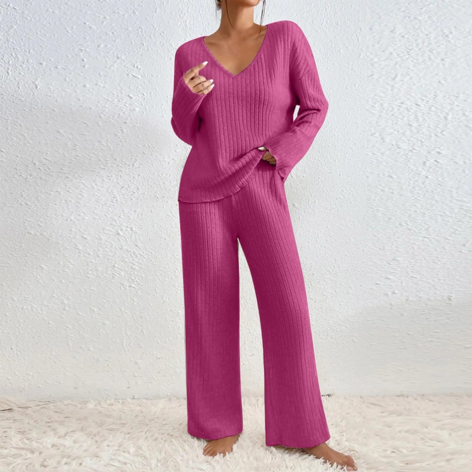 Ensemble décontracté Inès pour femmes, Danoir Paris, vêtement confortable avec haut et pantalon en tissu doux.