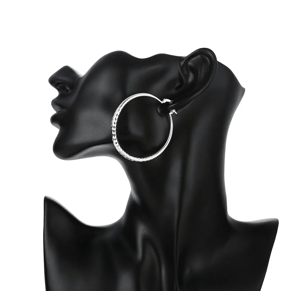 Boucles d'oreilles en argent sterling Danoir Paris avec design élégant et finition brillante, visibles en gros plan.
