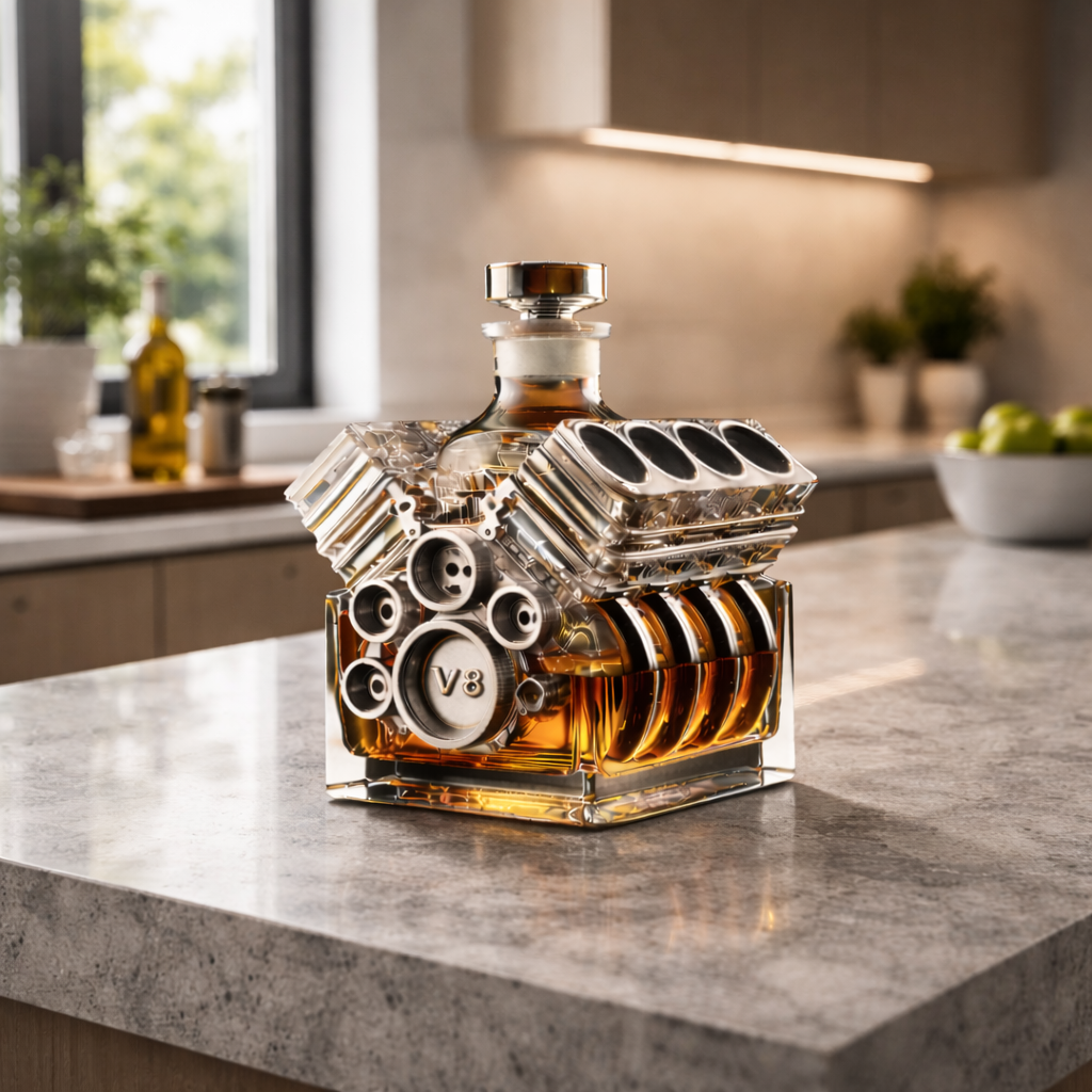 Carafe à whisky Danoir Paris Édition V8 en verre transparent, avec design élégant pour servir le whisky.