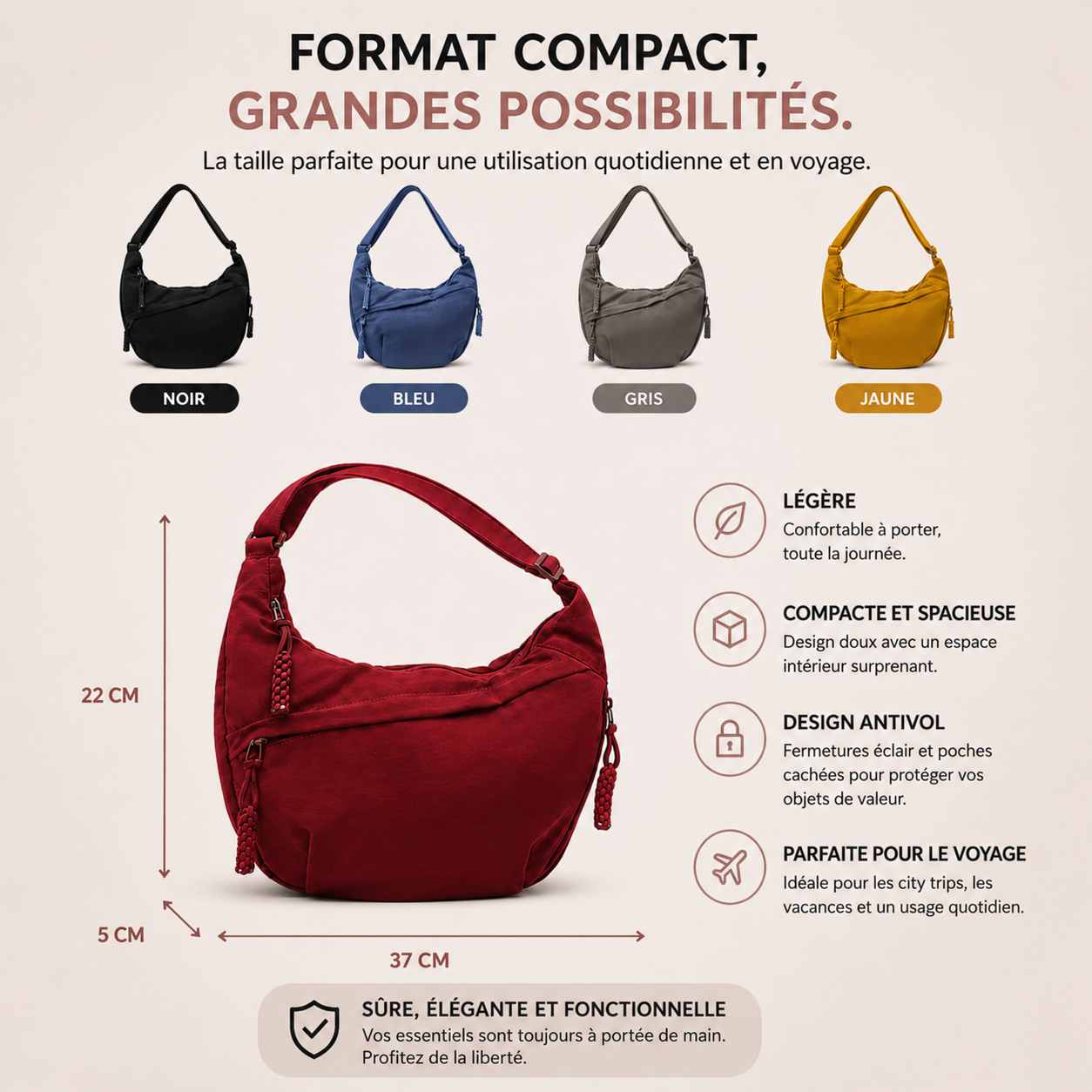 Sac à bandoulière bleu Mara de Danoir Paris, en cuir avec détails élégants et bandoulière ajustable.