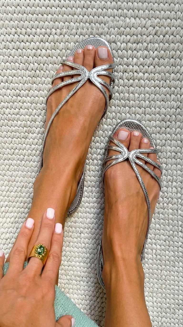 Sandales dorées Ginevra de Danoir Paris, élégantes, parfaites pour l'été, avec bride fine et finition brillante.