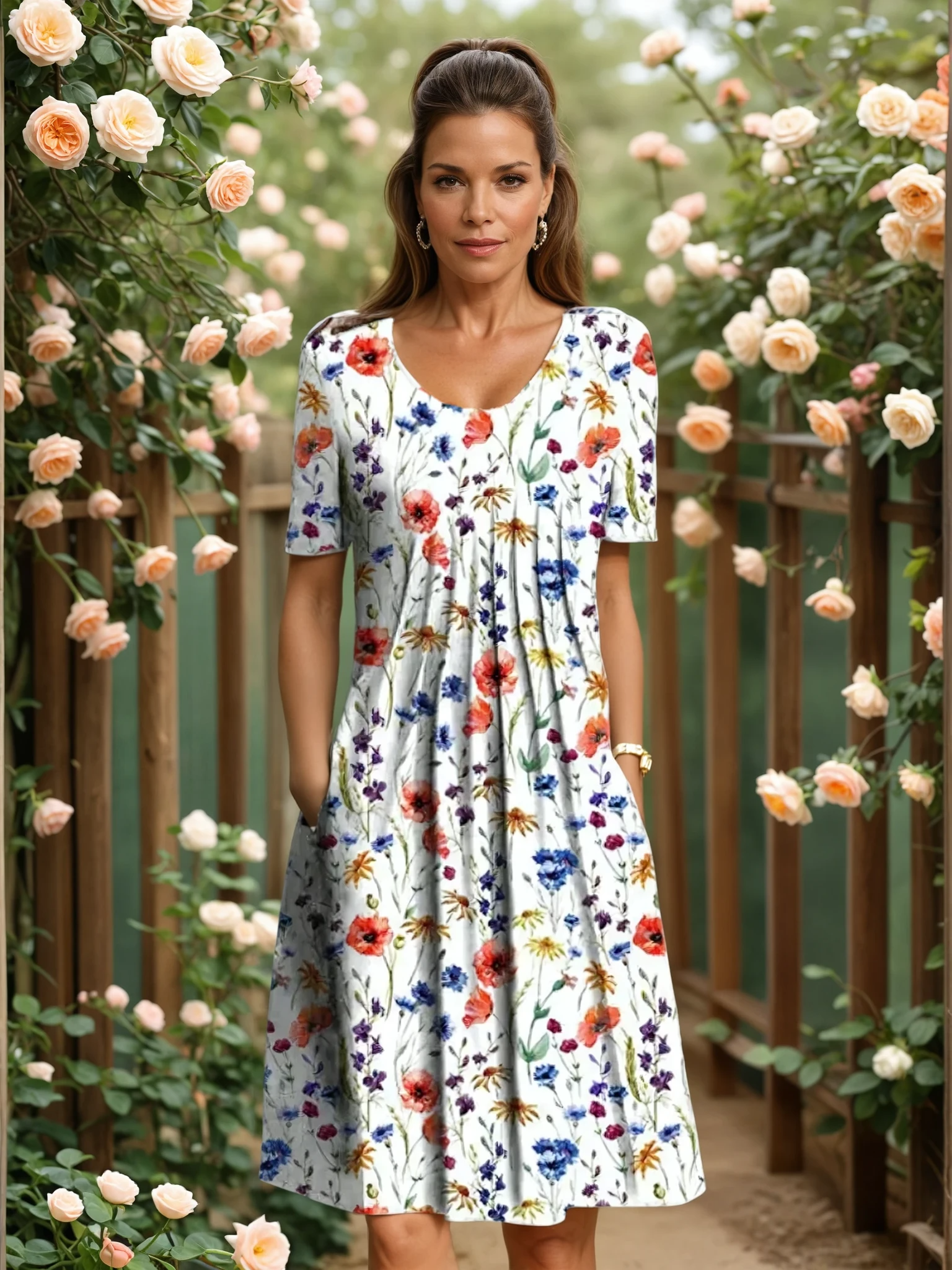 Robe élégante décontractée Olivia par Danoir Paris, en tissu fluide avec détails sophistiqués, portée pour un look chic et confortable.