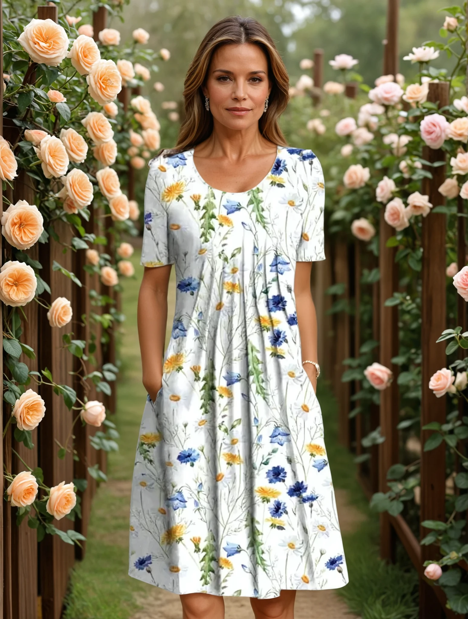 Robe décontractée élégante Olivia par Danoir Paris, en tissu fluide avec détails sophistiqués, portée dans une scène élégante.