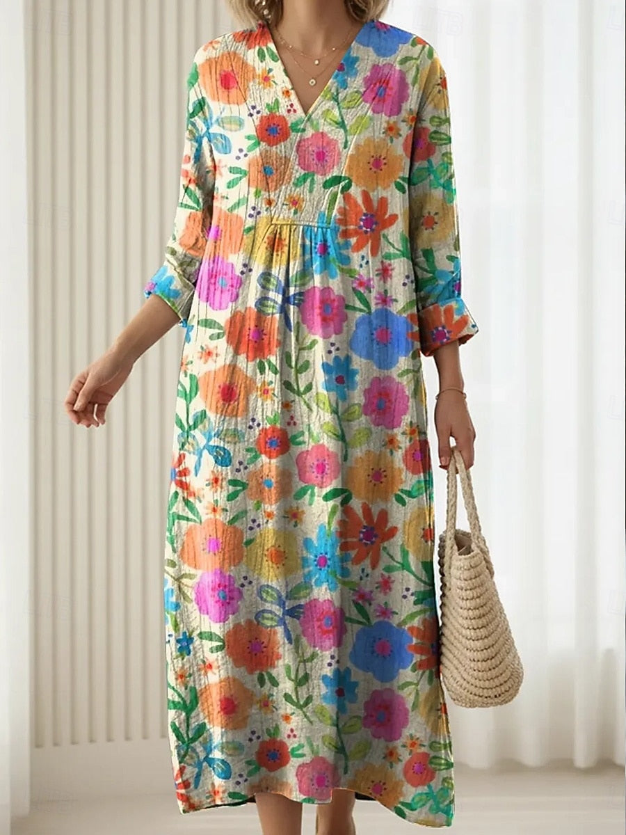 Robe de confort quotidien Emma™ de Danoir Paris, vêtement décontracté en tissu doux, portée décontractée, couleur neutre.