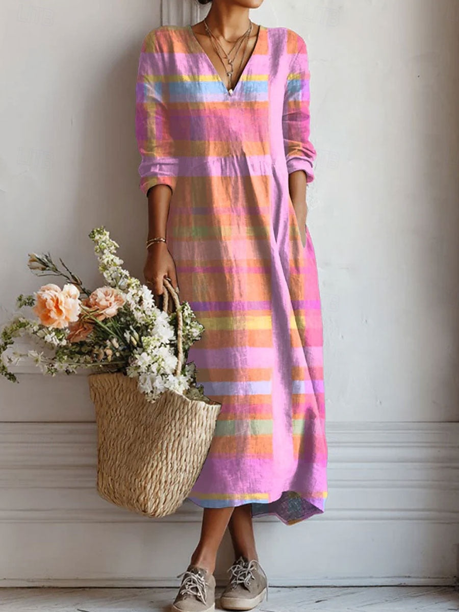 Robe de confort quotidien Sara™ de Danoir Paris, vêtement multicolore en tissu doux, idéale pour un style décontracté et confortable.