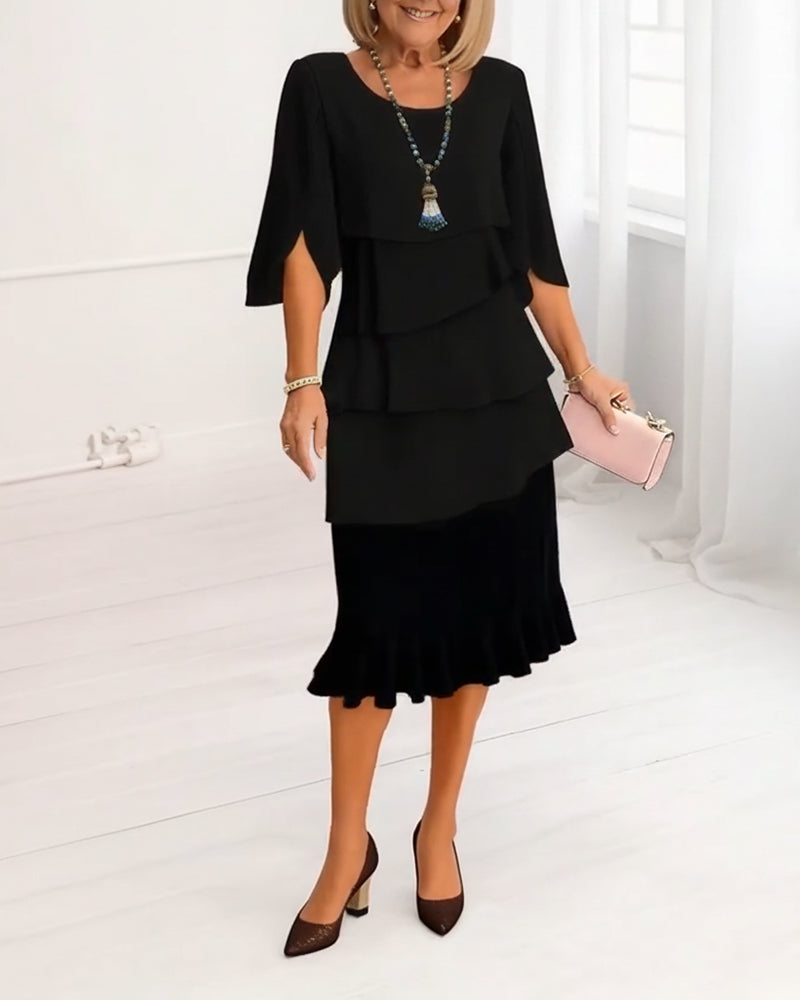 Robe fluide à volants Sophie par Danoir Paris, robe élégante avec détails légers, portée décontractée et sophistiquée.