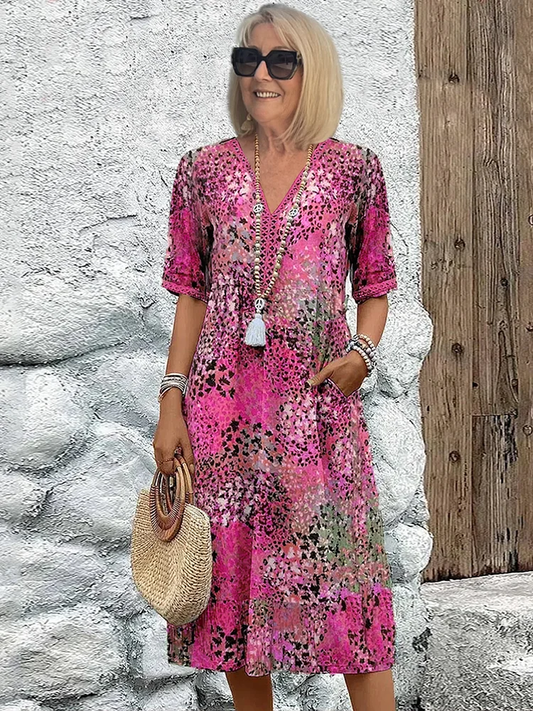 Robe midi élégante imprimée Rachel de Danoir Paris, robe longue rouge scarlet avec motif sophistiqué, idéale pour occasions élégantes.