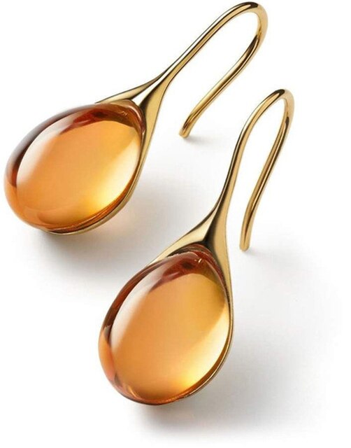 Boucles d'oreilles pendantes Danoir Paris en or bleu avec cristaux élégants, parfaites pour une allure chic et sophistiquée.