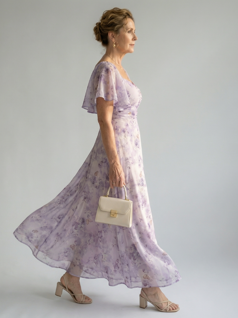 Robe midi fleurie Danoir Paris Vaelis à manches volantées, style fluide et élégant pour femme.
