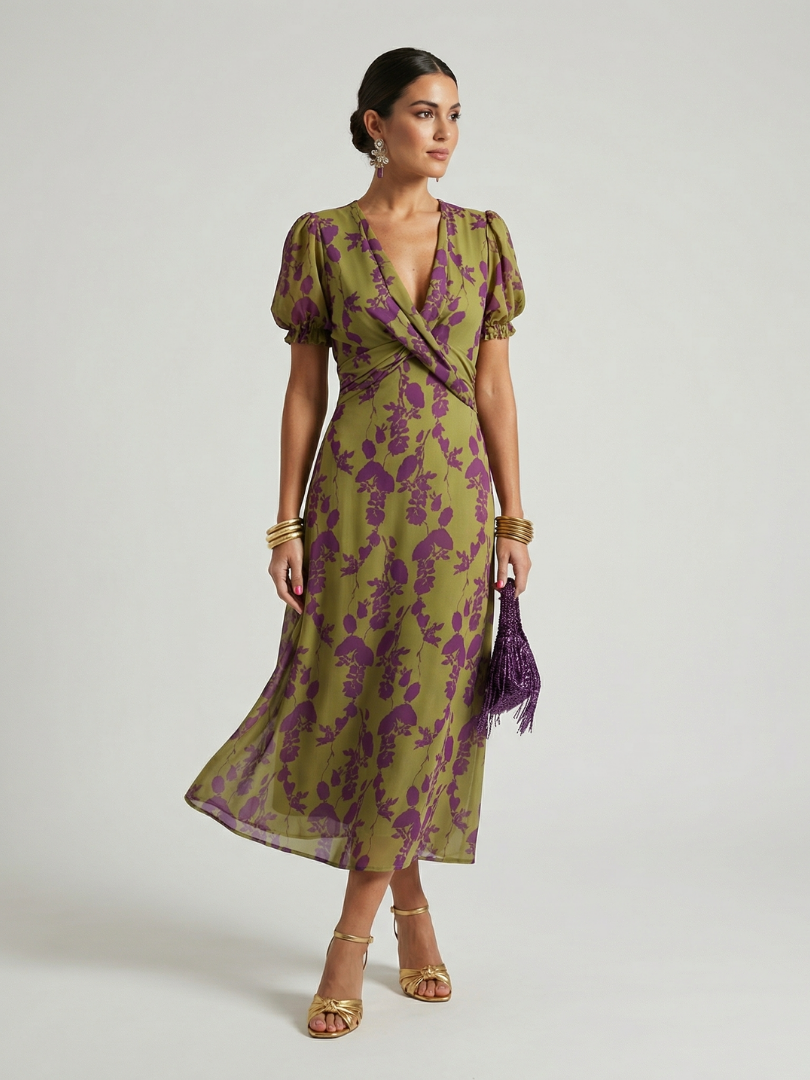 Robe midi fluide à fleurs Virel de Danoir Paris, coupe détendue et élégante, tissu léger à motifs floraux colorés.
