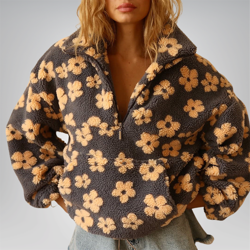 Daisy - Douce Fleece Boho de Danoir Paris, vue de face, tissu doux et motif bohème, couleur claire, style confortable et tendance.