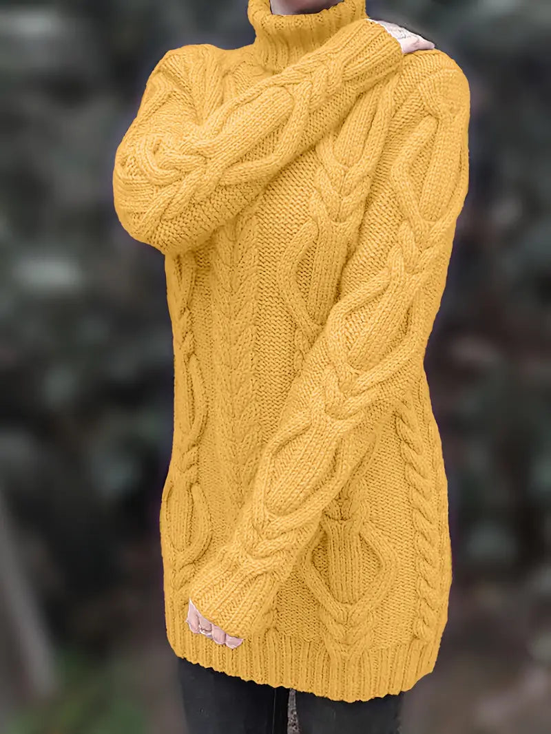 Robe turtleneck élégante Danoir Paris, modèle FR1031, en tissu fluide avec col montant et coupe sophistiquée.