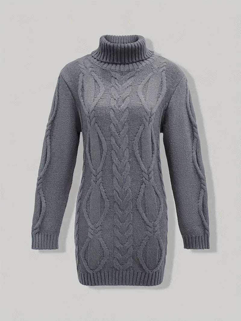 Robe turtleneck élégante Danoir Paris, modèle FR1031, en tissu doux, couleur noire, détails modernes, portée chic et raffinée.