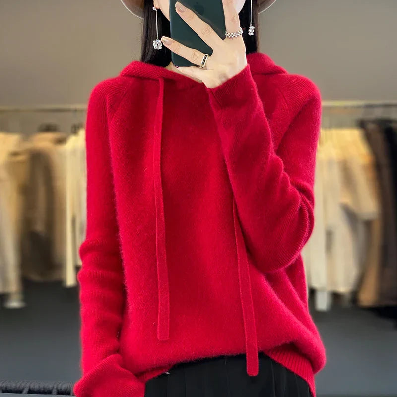 Pull Hanna Danoir Paris en laine mérinos douce, couleur rose, parfait pour l'hiver, élégant et chaud.