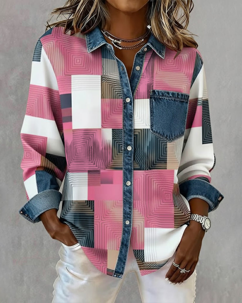 Chemise à blocs de couleur Céline Danoir Paris, style élégant avec design moderne, visible en détail sur cette image.