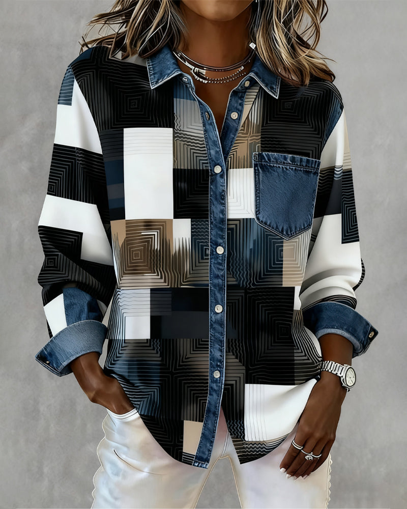 Chemise à blocs de couleur Céline Danoir Paris, tissu léger, col classique, manches longues, design tendance.