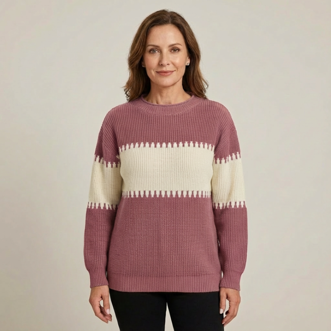 Pull Harmony Danoir Paris en colorblock confortable, affichant un design moderne et doux, en tissu tendance et élégant.