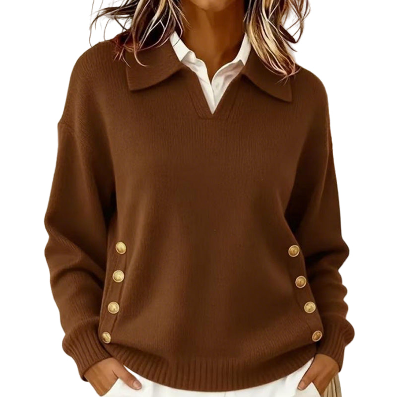 Pull en V chic Talbot de Danoir Paris, en tissu doux, couleur élégante, porté sur un mannequin avec col en V sophistiqué.
