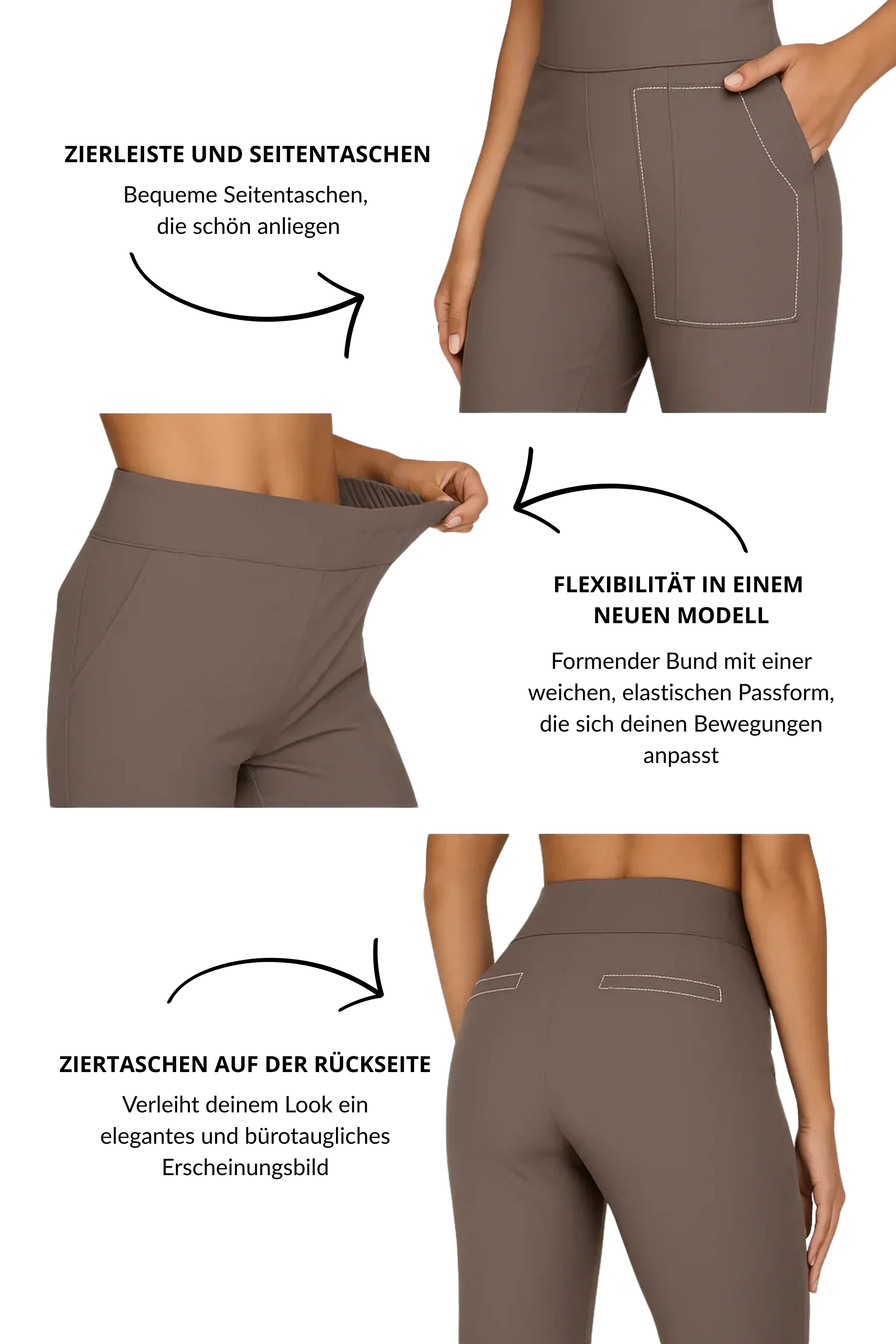 Pantalon confortable et stylé Klara de Danoir Paris avec zierleiste et poches latérales, en tissu tendance.