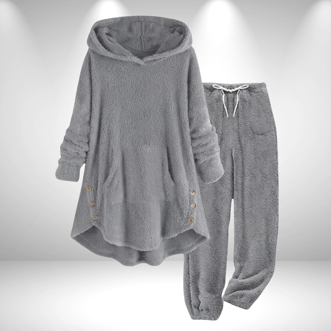 Ensemble ultra-douillet d'hiver Cressy de Danoir Paris, veste et pantalon en tissu chaud et doux pour homme.