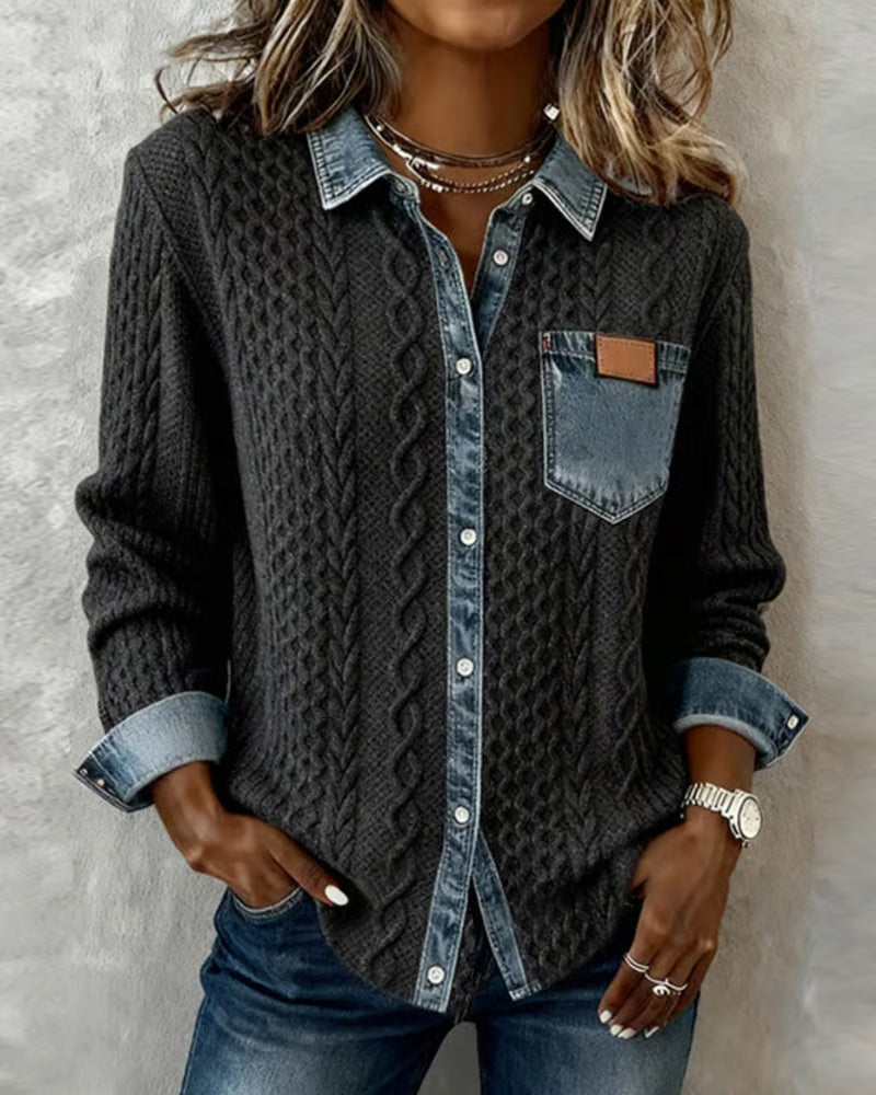 Chemise élégante Élise de Danoir Paris, tissu doux, coupe raffinée, en couleur claire, vue de face.