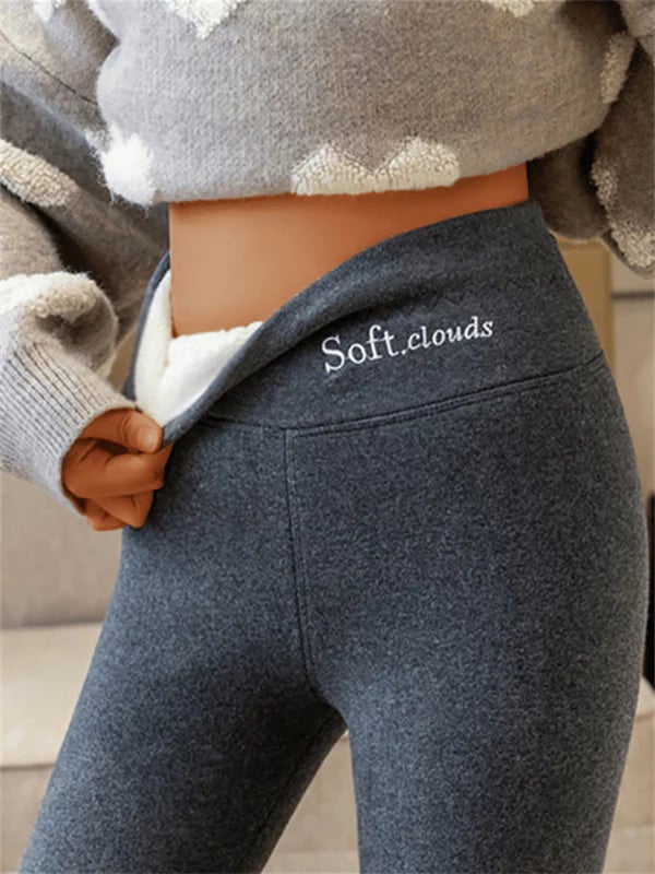 Pantalon hiver élégant Danoir Paris LaLune FR1448, coupe moderne et tissu chaud, porté avec un pull gris.