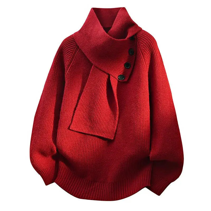 Pull écharpe élégant Arielle de Danoir Paris, modèle FR1488, en tissu doux avec motifs sophistiqués.