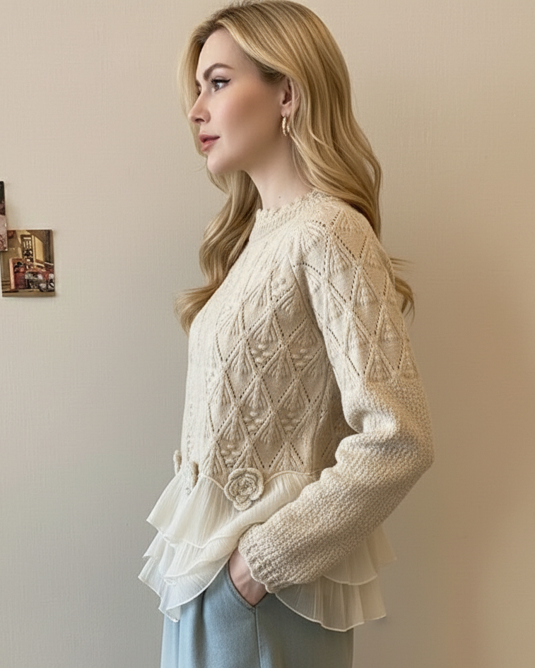 Cardigan en tricot Danoir Paris Taylor Enchanteur, style Gemini, en laine avec boutons, porté sur un mannequin.