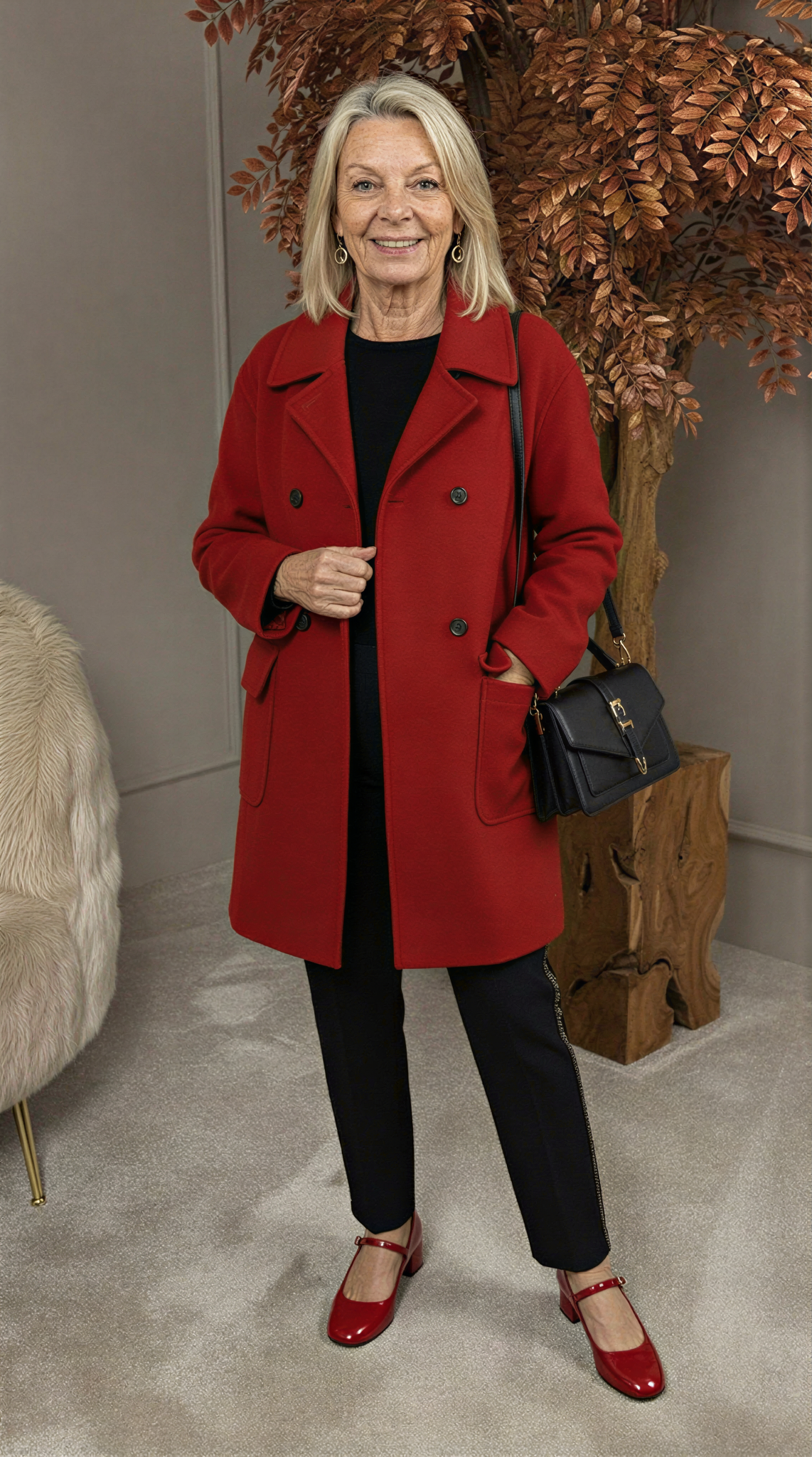 Manteau en cachemire élégant Megan de Danoir Paris, coupe sophistiquée, couleur neutre, porté sur un mannequin.