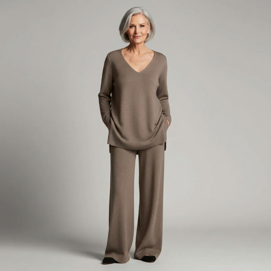 Ensemble confortable Anny de Danoir Paris, vêtements élégants pour un look chic et décontracté, en tissu doux et moderne.