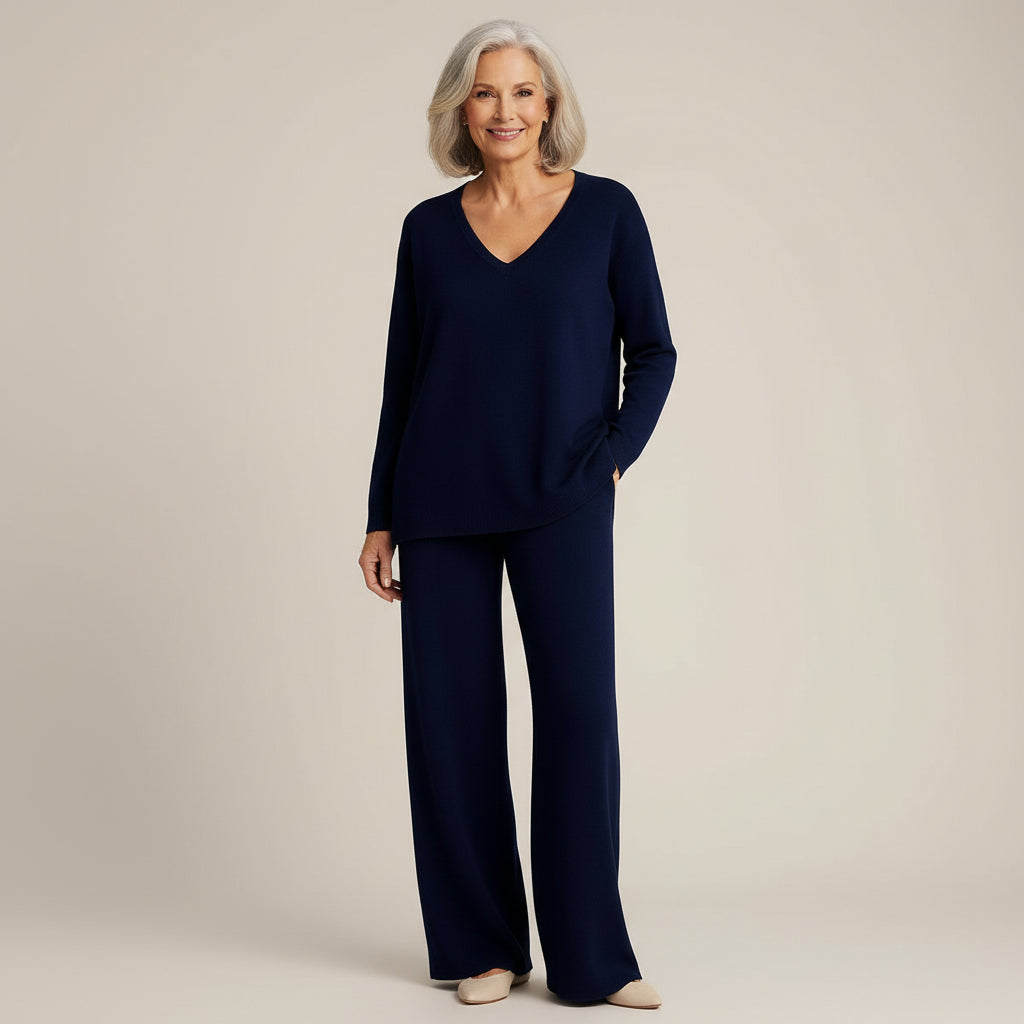 Ensemble décontracté Danoir Paris Anny, confortable, en tissu doux, avec haut et pantalon de style casual pour femme.
