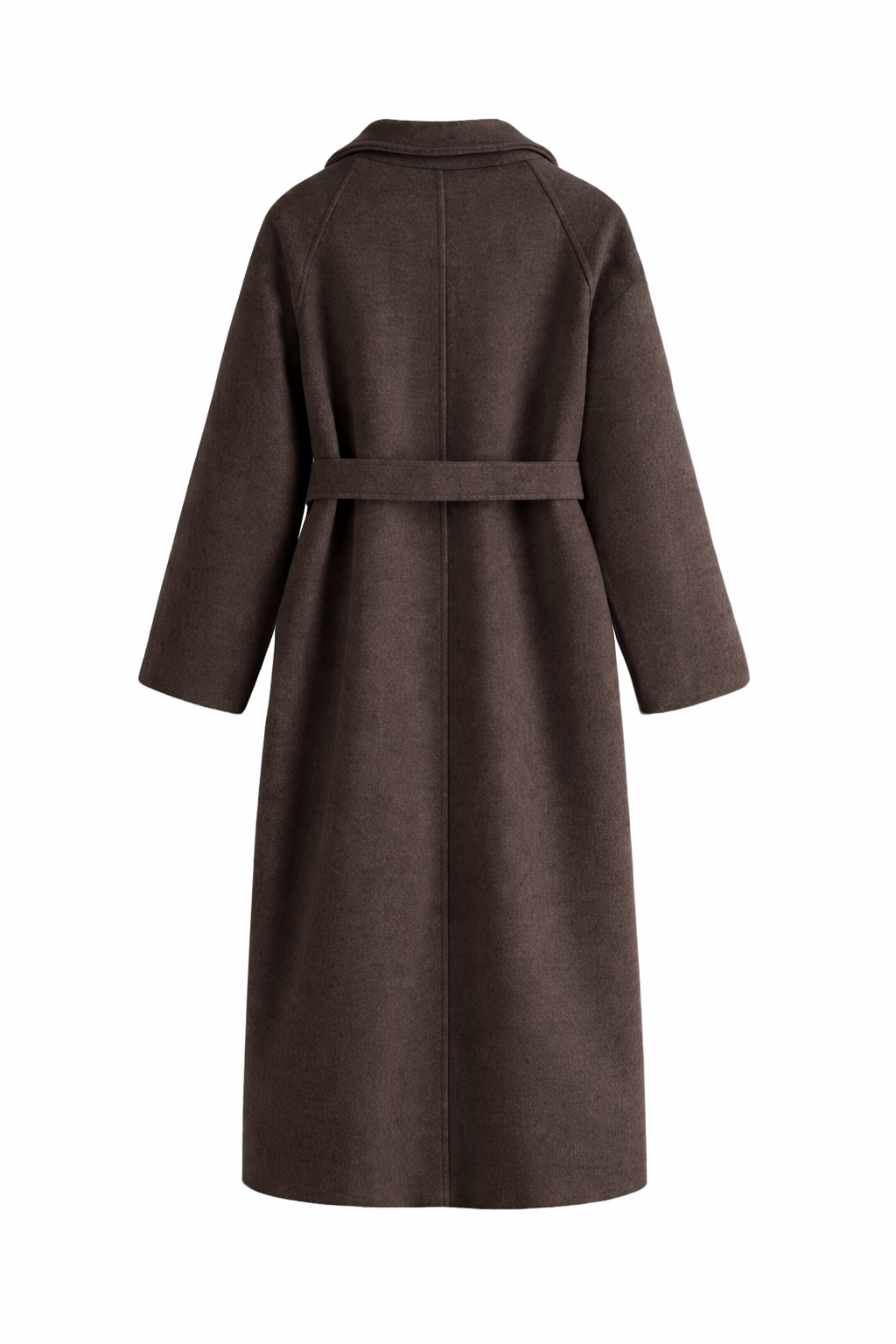 Manteau élégant pour femmes Danoir Paris, modèle Luise, beige, en tissu léger, porté ouvert avec col classique.