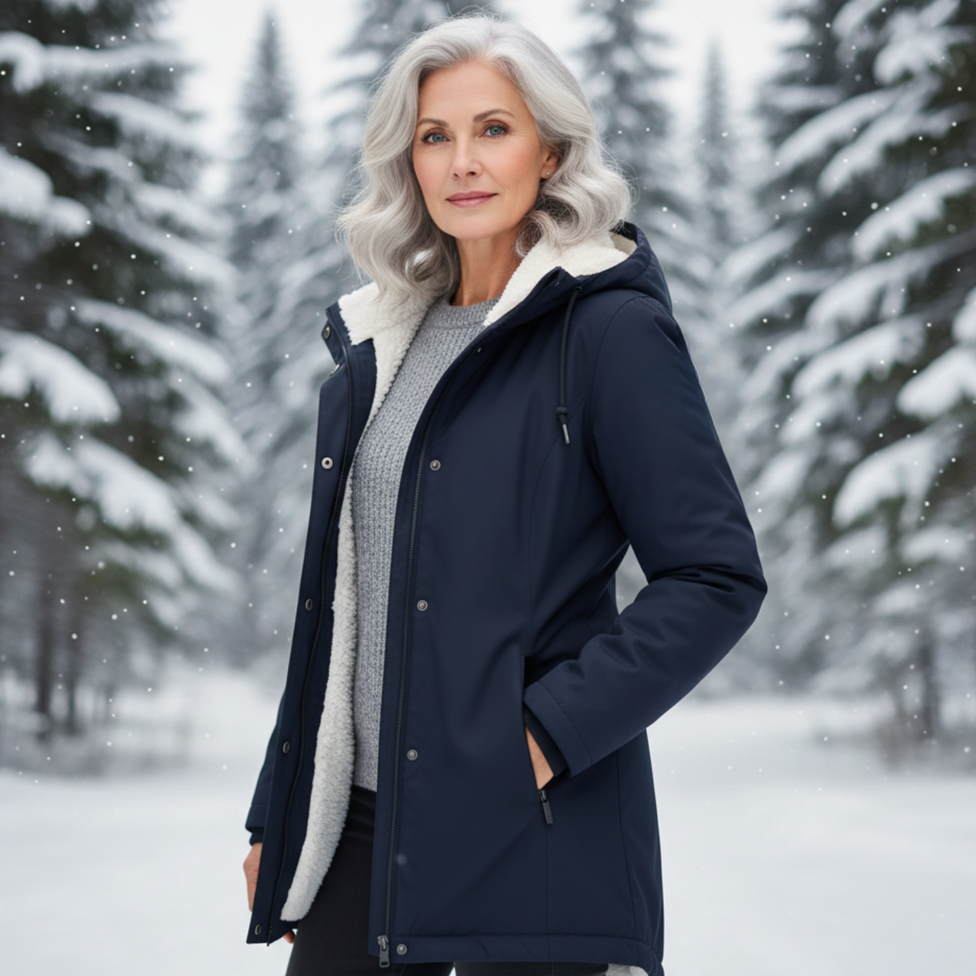 Veste élégante d'hiver Danoir Paris Adeline, gris, taille XS, en tissu chaud et sophistiqué, idéale pour la saison froide.
