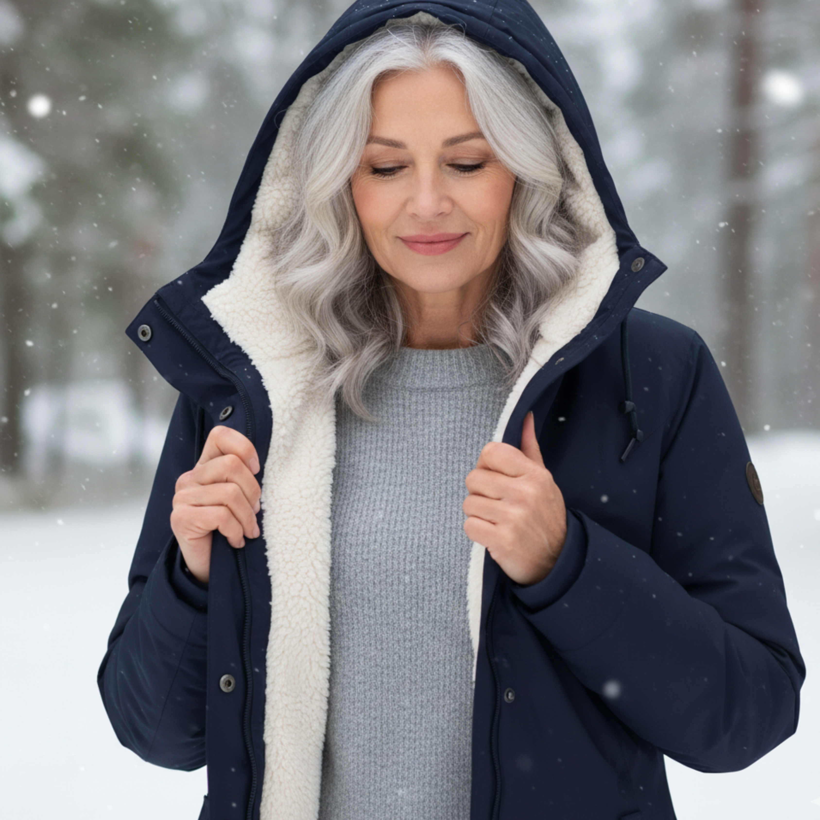 Veste hivernale élégante gris clair Adeline de Danoir Paris, coupe ajustée, détails sophistiqués, taille XS.