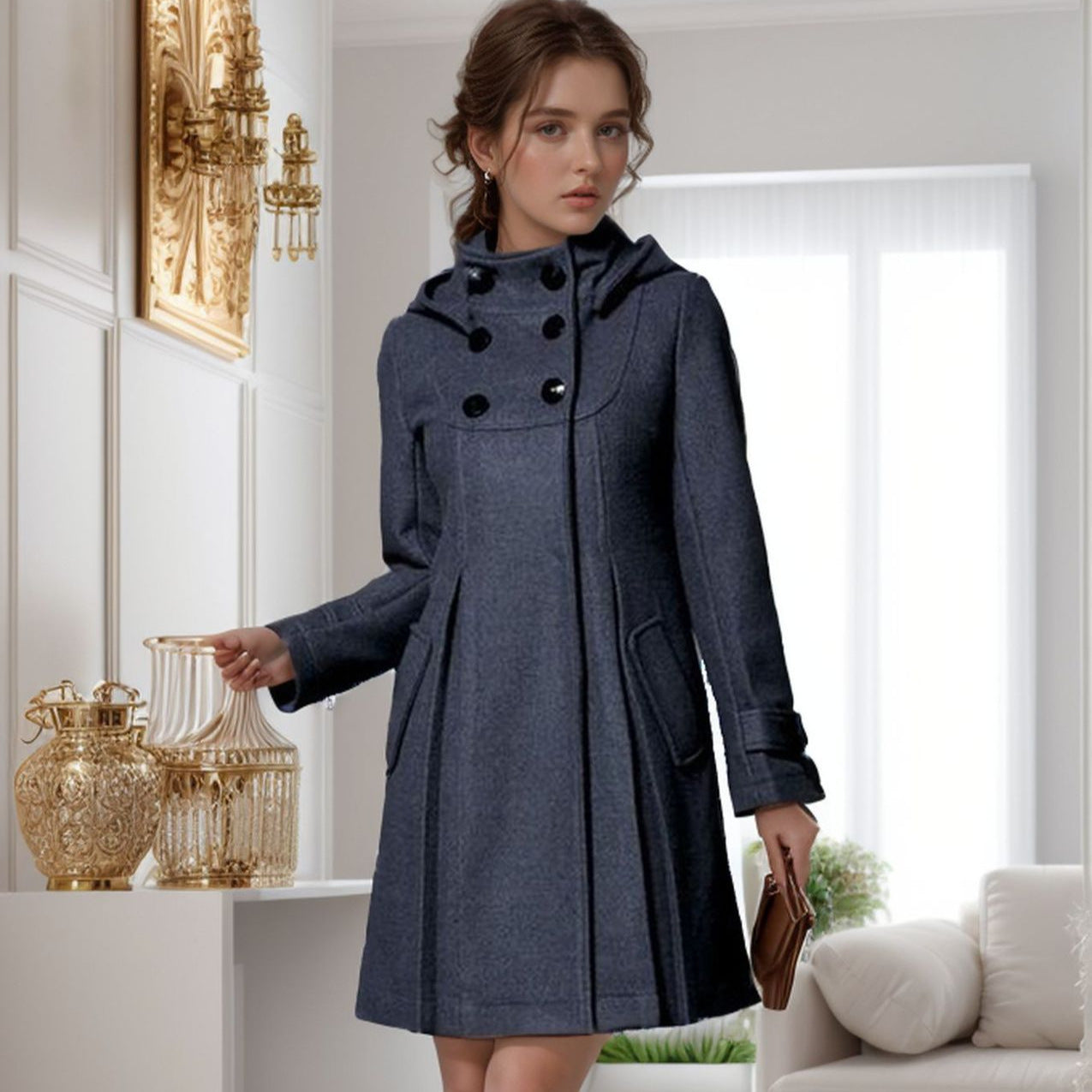 Veste élégante à capuche Danoir Paris Alice en gris Isabelle, look moderne et confortable, tissu doux et style tendance.