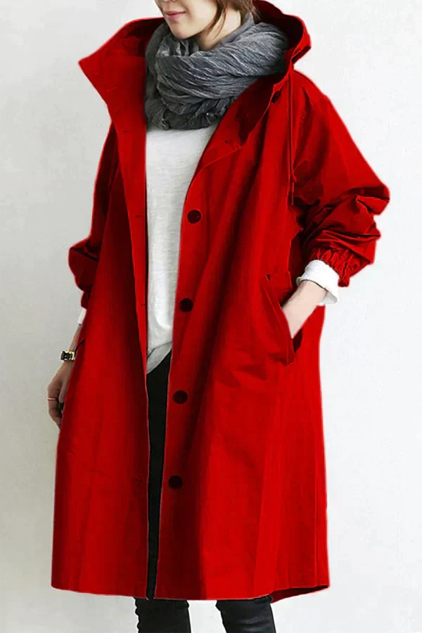 Manteau trench-coat élégant Danoir Paris Dorothee en gris clair, déperlant, pour femme, vue de face avec col classique.